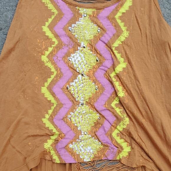 Decree shredded high low tank brown multicolor small - Picture 2 of 3